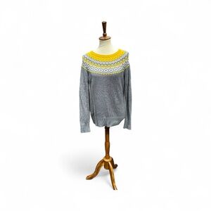 Merona Gray and Yellow Women's Sweater Size L